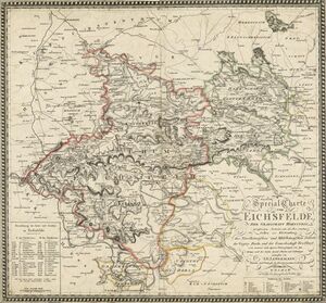 Karte Eichsfeld, Grafschaft Hohnstein, Herrschaften Lohra und Klettenberg, Gebiete von Nordhausen und Mühlhausen.jpg