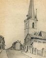 Petersberg mit Petrikirche gezeichnet von Walther Hans Reinboth (1930)