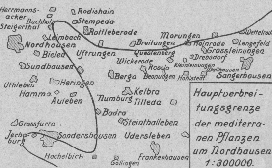 Datei:Hauptverbreitungsgrenze der mediterranen Pflanzen um Nordhausen.jpg
