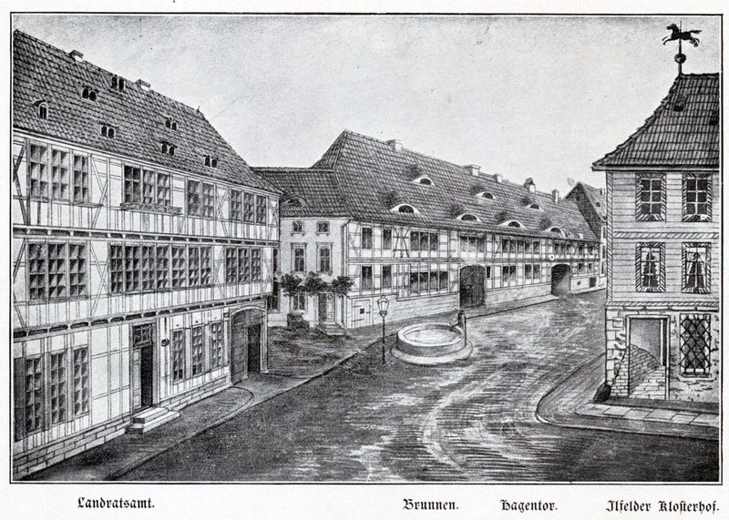 Datei:Nordhausen 1848 1 Landratsamt, Hagentor, Ilfelder Klosterhof.jpg
