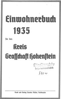 Einwohnerbuch für den Kreis Grafschaft Hohenstein (Cover)