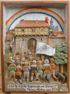 Loh-Tor anlässlich des Bauernkriegsjubiläums. "Sehet ihr nicht den Regenbogen am Himmel? Thomas Müntzer anno 1525" (2024)